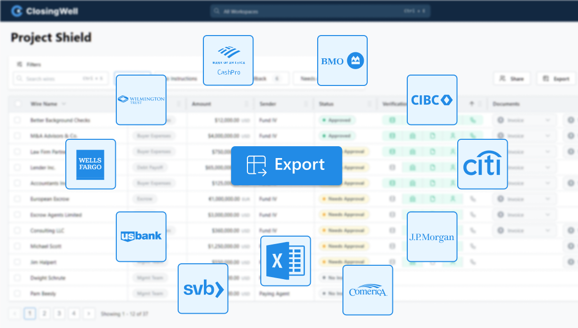 Export wire instructions to your bank